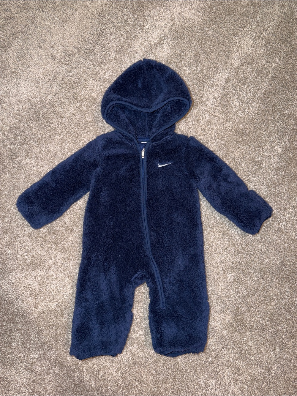 Nike Baby Navy Hooded Fleece One-Piece Bunting - Size 3 Mo